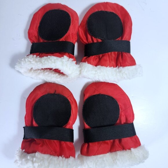 Fashion Pet Dog Rain Snow Boots Santa Paws Red with Faux Fur Trim Size Medium - Picture 2 of 8